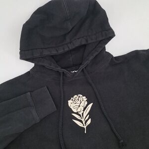 Elevation Worship Graves Into Gardens Hoodie Mens M Black Cotton Rose Floral